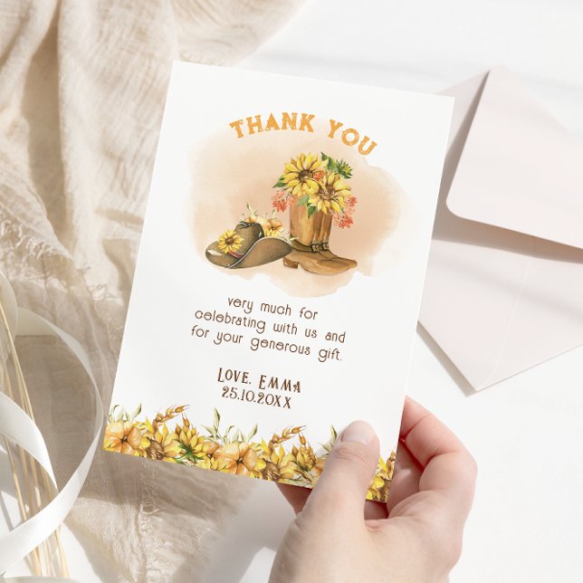 Cartão De Agradecimento Um pequeno Chá de fraldas Neutro Ocidental Cowboy (Criador carregado)