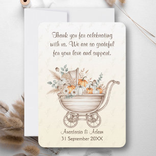 Cartão De Agradecimento Um Pequeno Chá de fraldas Pumpkin Boho