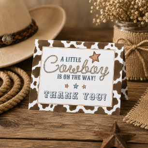 Cartão De Agradecimento Um Pequeno Cowboy Está a Caminho Chuveiro de Bebê
