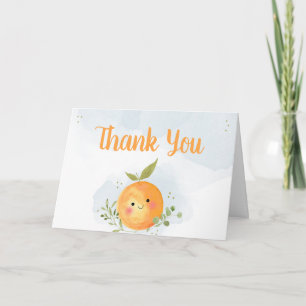 Cartão De Agradecimento Um Pequeno Lindo Chuveiro de Bebê Laranja Citrino