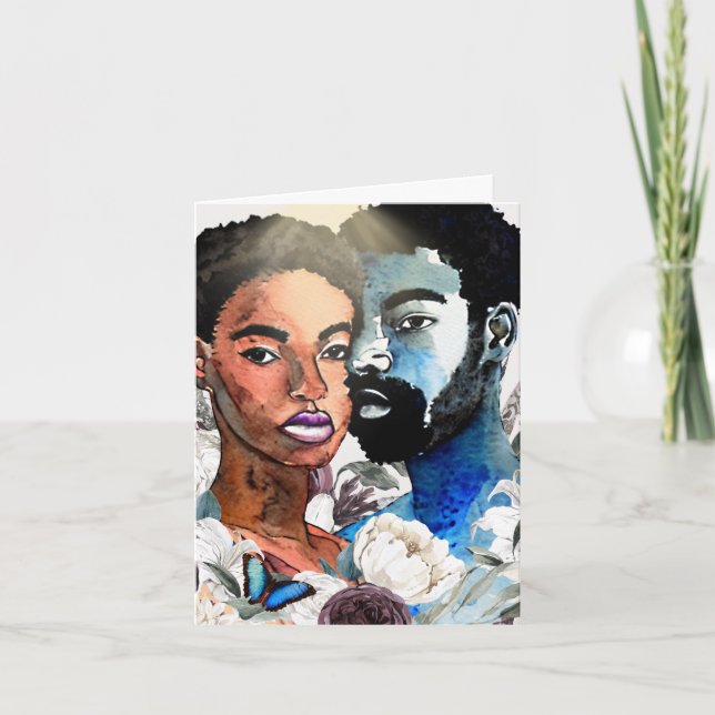 Cartão De Agradecimento Um: Planos de Vazio do Casal Negro Africano-Americ (Frente)