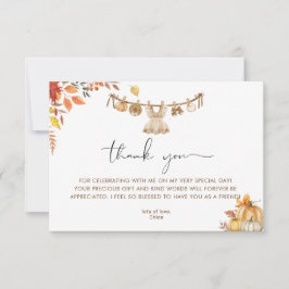 Cartão De Agradecimento Um Pouco De Abóbora A Caminho, Chá de fraldas De B