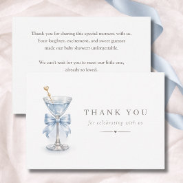 Cartão De Agradecimento Um Tini Um Martini Menino Bebê Chuveiro Azul
