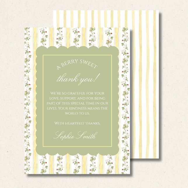 Cartão De Agradecimento Uma bebê doce como uma fruta está a caminho, borda (Criador carregado)