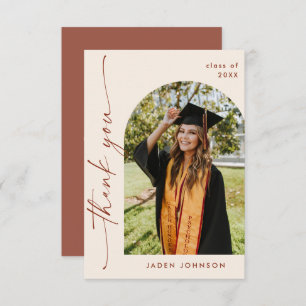 Cartão De Agradecimento Uma Foto de Graduação Simples Elegante Minimalista