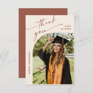 Cartão De Agradecimento Uma Foto de Graduação Simples Elegante Minimalista
