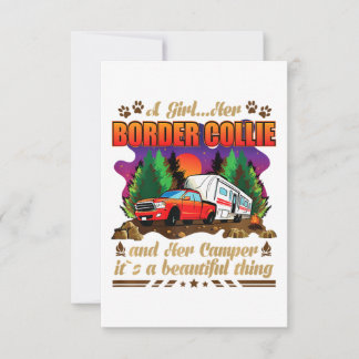 Cartão De Agradecimento Uma garota, Collie, sua borda, e seu Cachorro de C