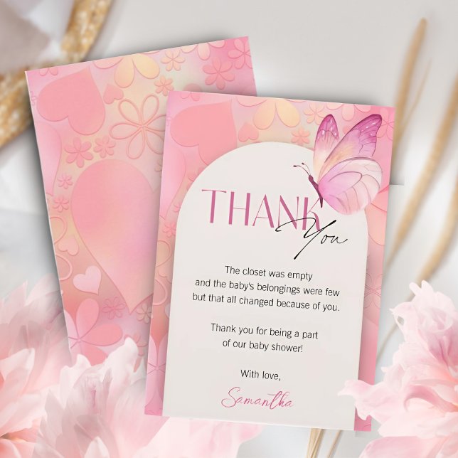 Cartão De Agradecimento Uma Pequena Borboleta no Caminho Chá de fraldas (Criador carregado)