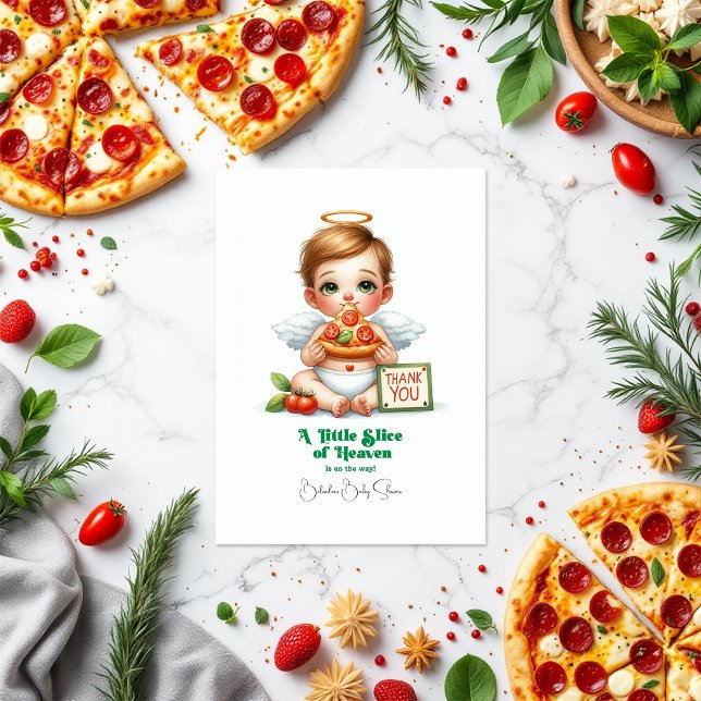 Cartão De Agradecimento Uma pequena fatia do céu - Chá de fraldas (A Little Slice of Heaven - Baby Shower Thank You Card)