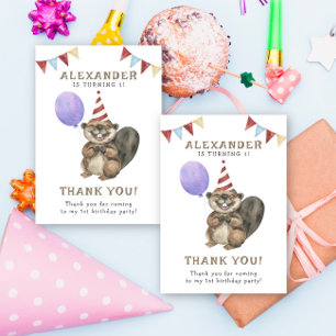 Cartão De Agradecimento Uma pequena Festa de aniversário de castor