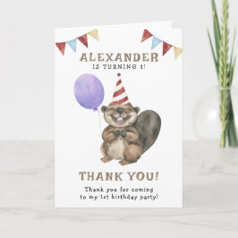 Cartão De Agradecimento Uma pequena Festa de aniversário de castor