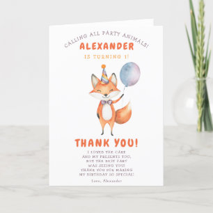 Cartão De Agradecimento Uma pequena Festa de aniversário do Fox 3th
