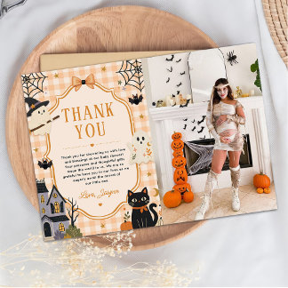 Cartão De Agradecimento Uma pequena foto de chuvinha de bebê de Halloween