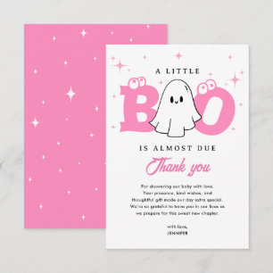 Cartão De Agradecimento Uma Pequena Garota Boo Fofa Fantasma Festa de Bebê