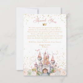 Cartão De Agradecimento Uma pequena princesa Blush Dourada Crown Castle Ch