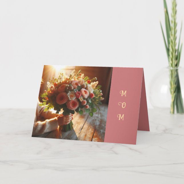 CARTÃO DE AGRADECIMENTO UMA PLACA DE DIA DE AS MÃES DE BUQUÊ (Frente)