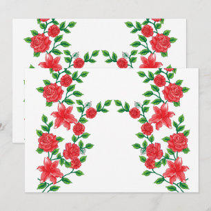 Cartão De Agradecimento Uma rosa vermelha com pétalas detalhadas, retratad