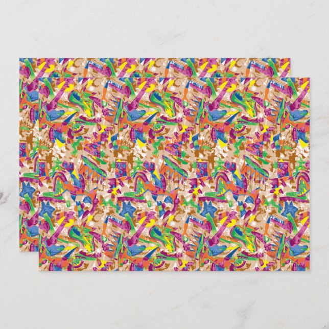 Cartão De Agradecimento Uma vibrante peça de arte moderna com um rosa e um (Frente/Verso)