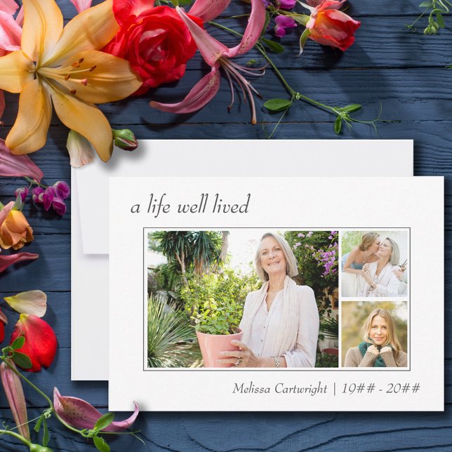 Cartão De Agradecimento Uma Vida Bem Viva Bordada 3 Funeral De Foto (Criador carregado)