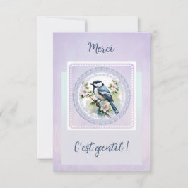 Cartão De Agradecimento Un merci tout en délicatesse -oiseau bleu