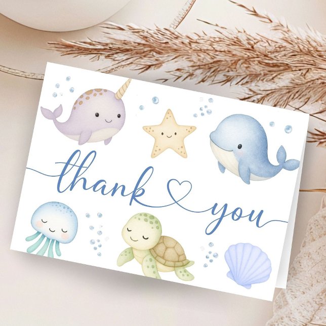Cartão De Agradecimento Under The Sea Baby Shower Ocean Thank You Card (Criador carregado)