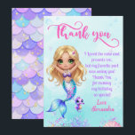 Cartão De Agradecimento Under the sea Birthday - Mermaid  Thank you  card<br><div class="desc">Add a special touch to your table with these enchanting mermaid thank you cards. Featuring a beautiful Princess Mermaid, a cute turquoise octopus, and colorful sea creatures, they're the perfect combination of magic and fantasy. Ideal for a "Let's Be Mermaids" birthday party, a tropical ocean-themed party, an Under the Sea...</div>