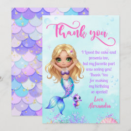 Cartão De Agradecimento Under the sea Birthday - Mermaid  Thank you  card