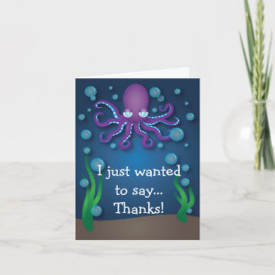 Cartão De Agradecimento Under the Sea Purple Octopus Thank You Card