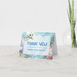 Cartão De Agradecimento Under the Sea Turtle Baby Shower Thank You Card