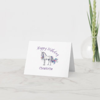 Cartão De Agradecimento unicórnio roxo maron feliz aniversário crianças no