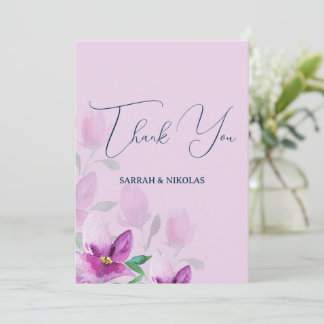 Cartão De Agradecimento Uniquidade De Flores Violetas De Arte Por Aquarela