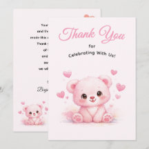 Ursa Bebê Rosa Fofa para Aniversário de Menina