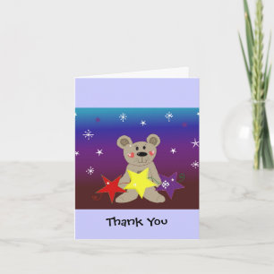 Cartão De Agradecimento Ursinho com Estrelas Obrigado