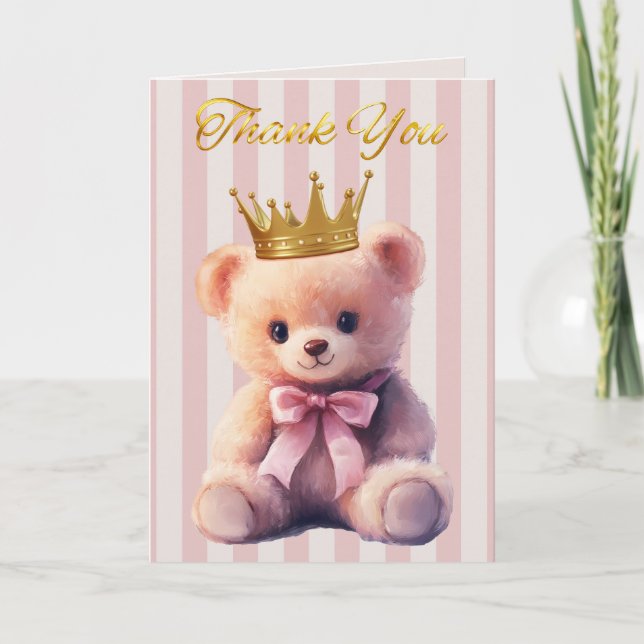 Cartão De Agradecimento Ursinho Princesa (Frente)