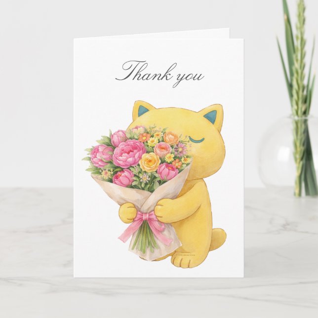 Cartão de Agradecimento – Urso Amarelo Suave com F (Frente)