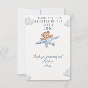 Cartão De Agradecimento Urso de Avião Little One Chá de Bebê