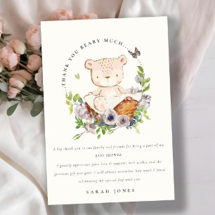 Cartão De Agradecimento Urso De Corda Corta No Chá de fraldas Verde De Ces