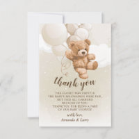 Cartão de Agradecimento Urso de Pelúcia com Balões