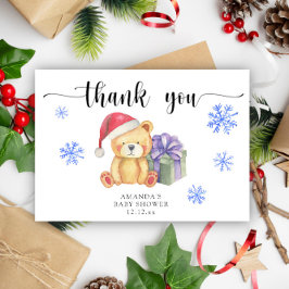 Cartão De Agradecimento Urso de pelúcia de inverno - obrigado