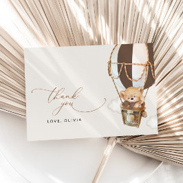 Cartão De Agradecimento Urso de Teddy, Balão de Ar Quente Castanho, Chá de