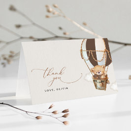 Cartão De Agradecimento Urso de Teddy, Balão de Ar Quente Castanho, Chá de