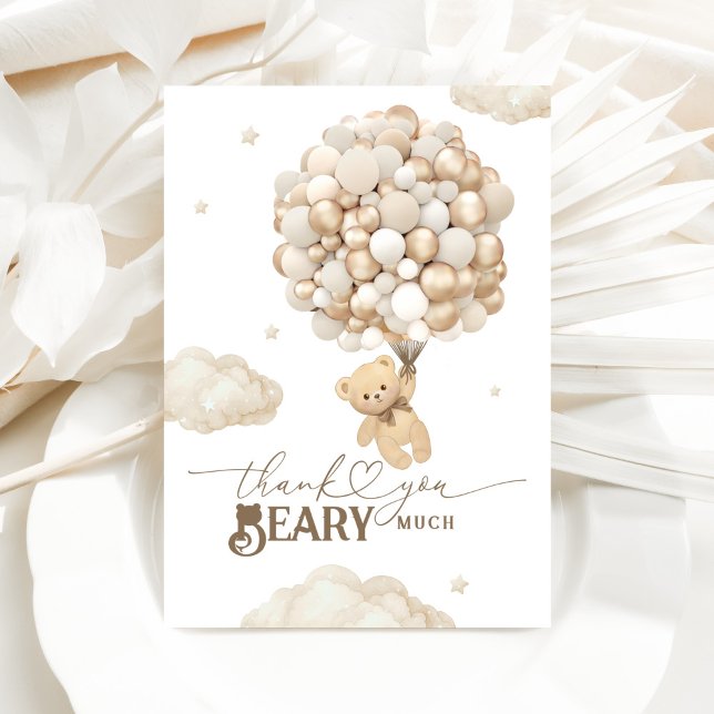 Cartão De Agradecimento Urso de Teddy com Chá de fraldas de Balões Muito (Criador carregado)