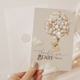 Cartão De Agradecimento Urso de Teddy com Chá de fraldas de Balões Muito