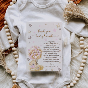 Cartão De Agradecimento Urso de Teddy Segurando Chá de fraldas de Balões R