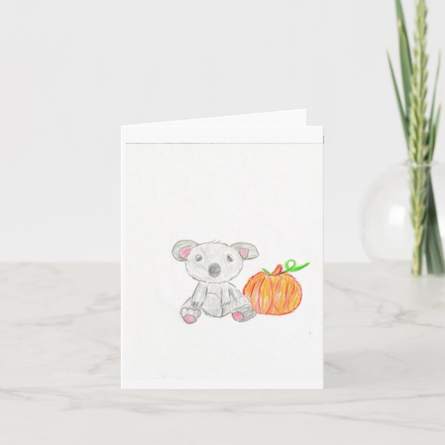 Cartão De Agradecimento Urso Koala com Abóbora (Frente)