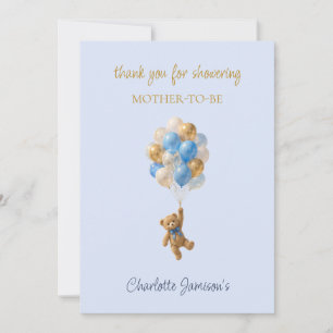 Cartão De Agradecimento Urso Personalizado com balões Obrigado Chuveiro de