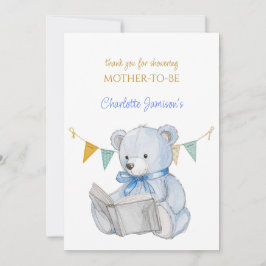 Cartão De Agradecimento Urso personalizado lendo um livro Obrigado Baby Sh