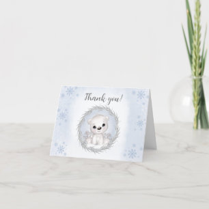 Cartão De Agradecimento Urso Polar Azul primeiro aniversario