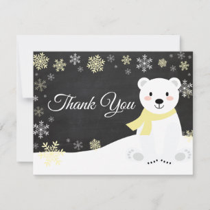 Cartão de Agradecimento Urso Polar de Inverno Floc