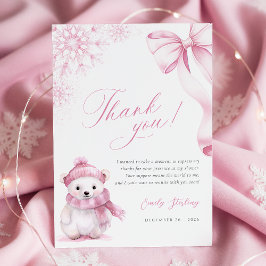 Cartão de Agradecimento Urso Polar Rosa